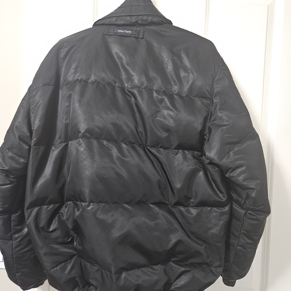 Vintage Nautica Mens Puffer Jacket Reversible Large Black and Red - Picture 7 of 9